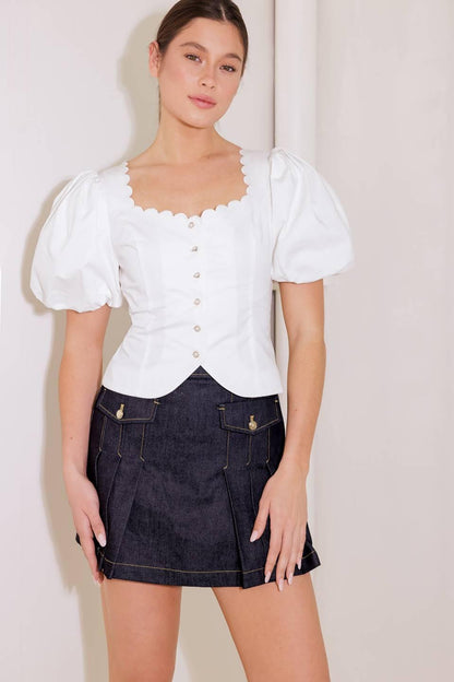 Flying Tomato Never Ordinary White Woven Top view 7