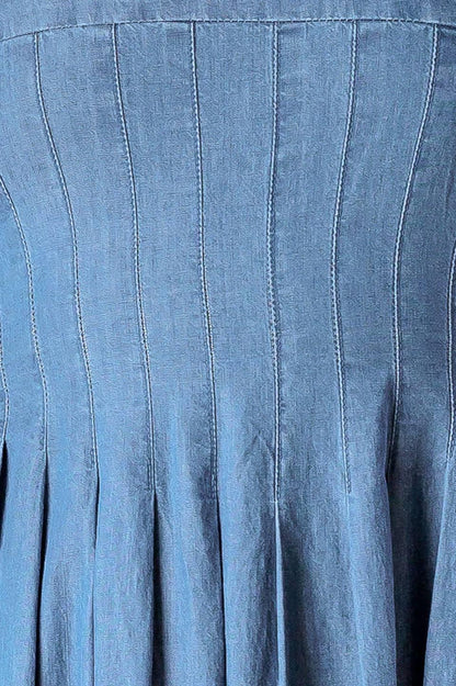 Flying Tomato Passiflora Indigo Denim Midi Dress view 7