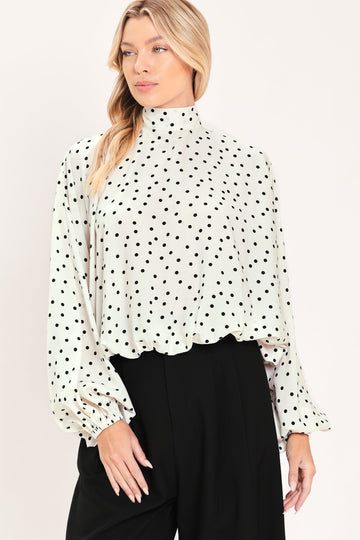 Flying Tomato Pearl Speckle Chic Woven Top in OFF WHITE - Mini Topaz Pearl Sparkle Climber Earrings