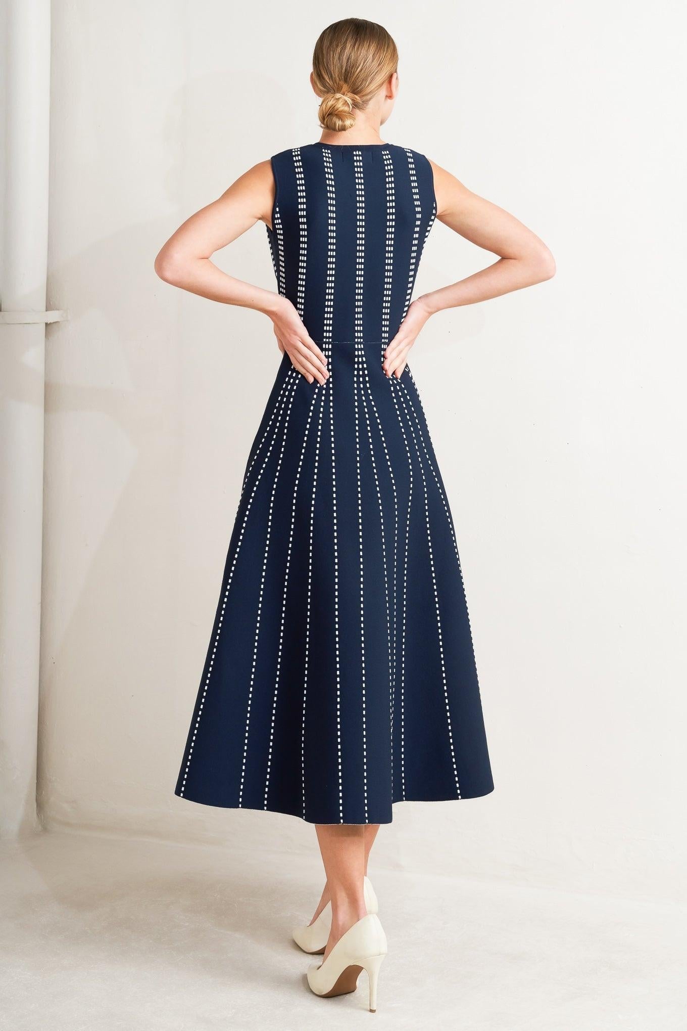 Flying Tomato Perfectly Poised Jacquard Sweater Midi Dress in NAVY/WHITE view 10 - Perfectly Sweatshirt
