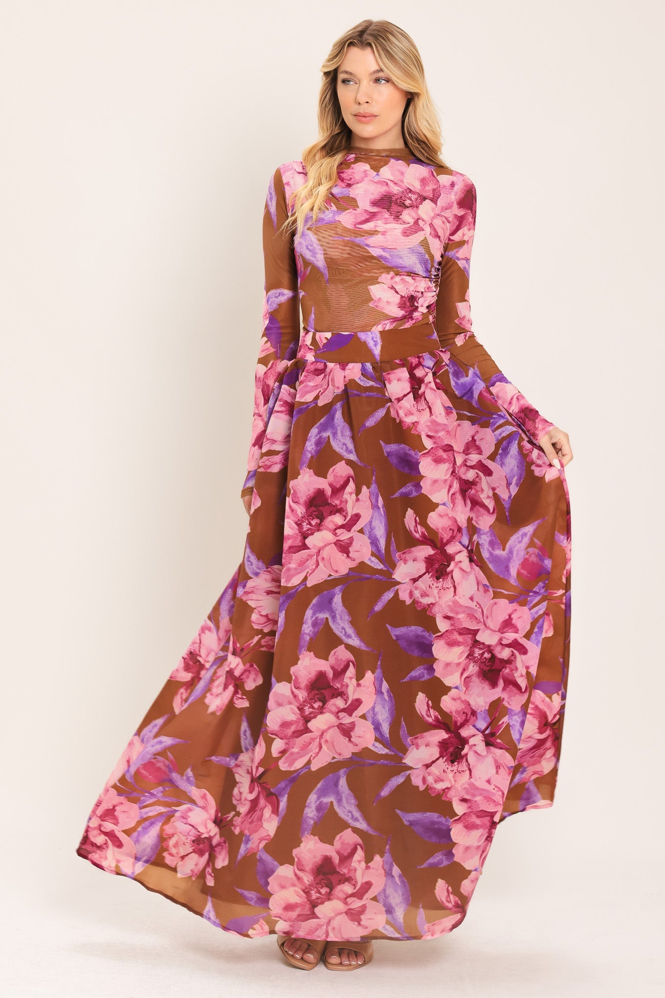 Flying Tomato Plum Blossom Woven Full Maxi Skirt view 4 (dress)