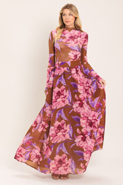 Flying Tomato Plum Blossom Woven Full Maxi Skirt view 4 (dress)