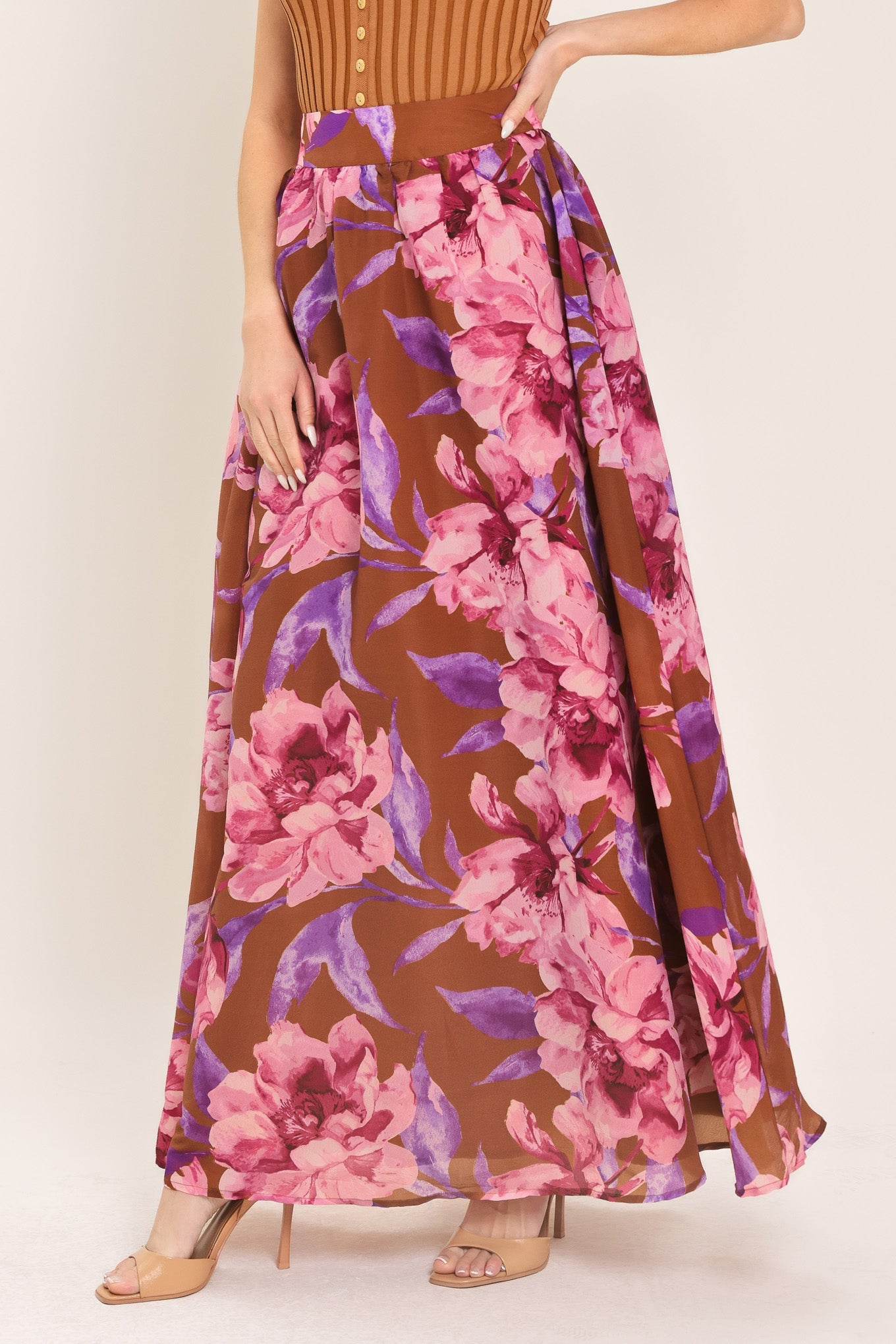 Flying Tomato Plum Blossom Woven Full Maxi Skirt view 5 (dress)