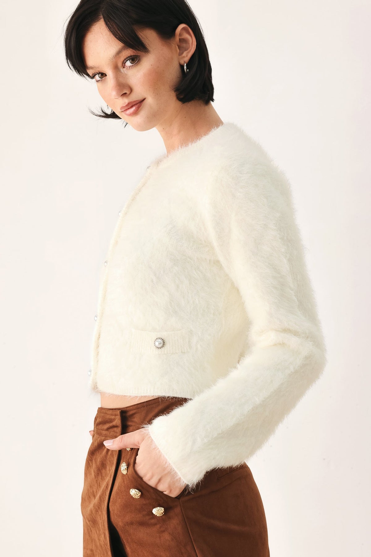 Flying Tomato Polished Moments Cropped Cardigan Top view 13 - Pol Cardigan