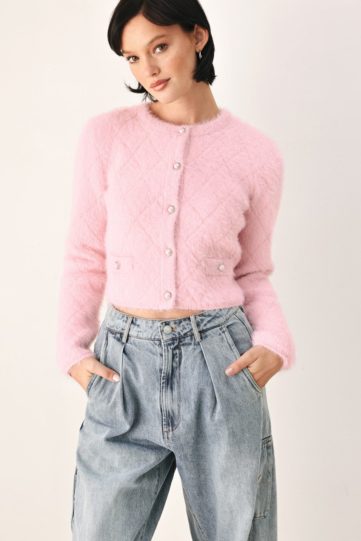 Flying Tomato Polished Moments Cropped Cardigan Top view 16 - Pol Cardigan