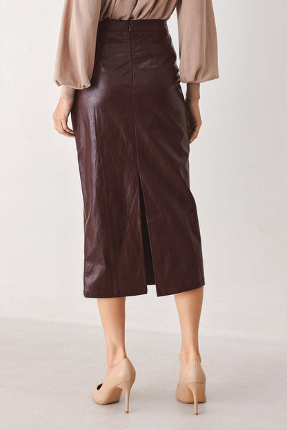 Flying Tomato Port Wine High-rise Faux Leather Skirt view 12 - Port Wine Characteristics