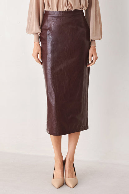 Flying Tomato Port Wine High-rise Faux Leather Skirt view 9 - Port Wine Characteristics