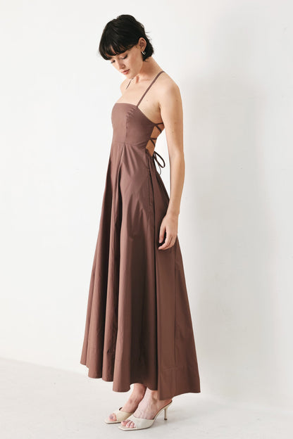 Flying Tomato Pure Line Woven Midi Dress in BLACK view 5 - Pure Cotton A Line Dress