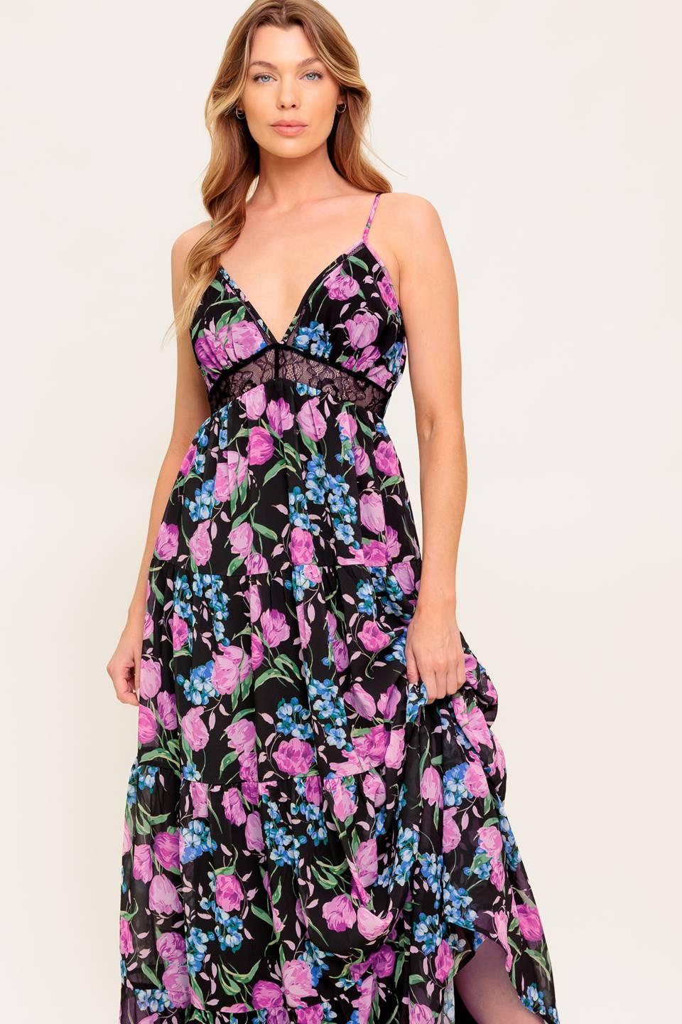 Flying Tomato Pure Sunshine Black Woven Maxi Dress view 5 - Pure Cotton Sun Dress