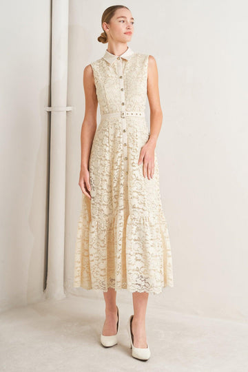 Flying Tomato Purely Romantic Woven Lace Midi Dress - MeeeShop Women's Fashion