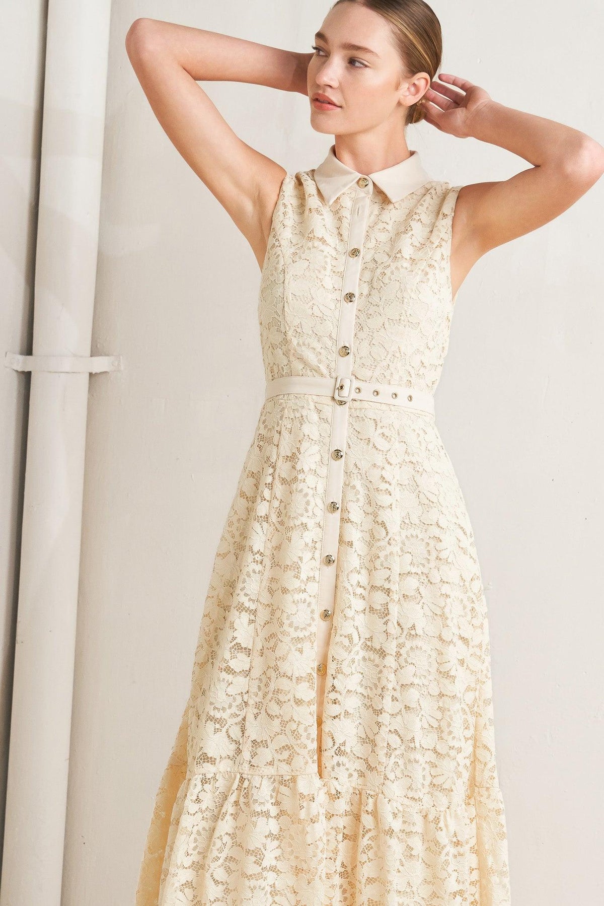 Flying Tomato Purely Romantic Woven Lace Midi Dress - MeeeShop Women's Fashion