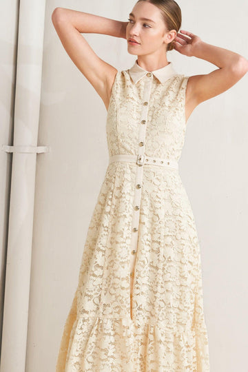 Flying Tomato Purely Romantic Woven Lace Midi Dress - MeeeShop Women's Fashion