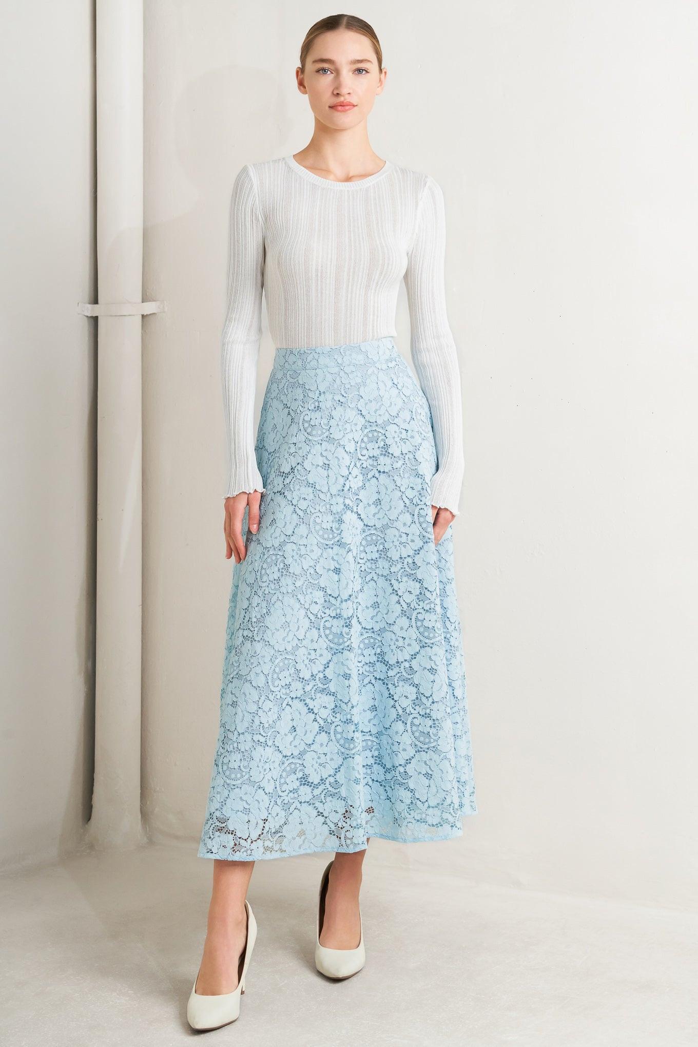 Flying Tomato Purely Romantic Woven Lace Midi Skirt view 18 (dress)