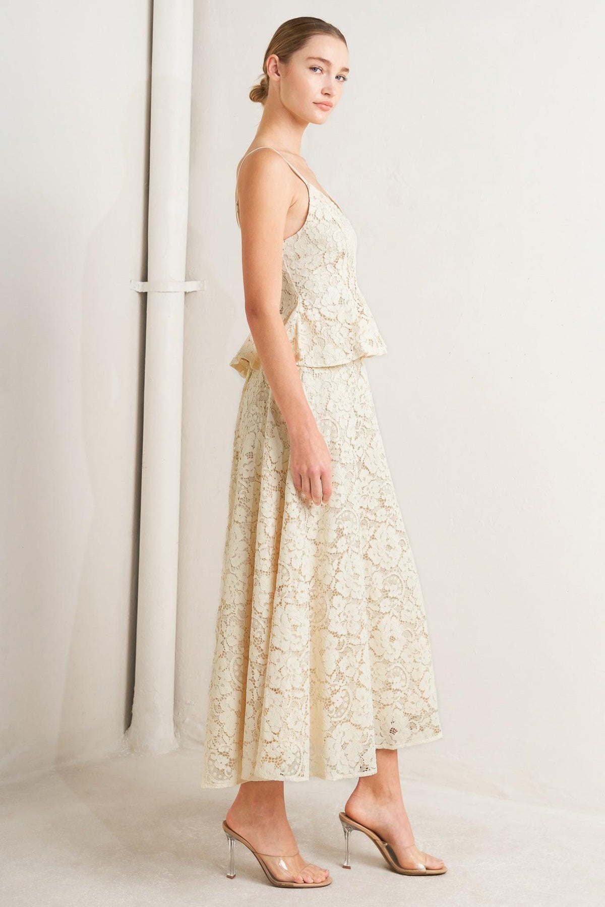 Flying Tomato Purely Romantic Woven Lace Midi Skirt - MeeeShop Women's Fashion