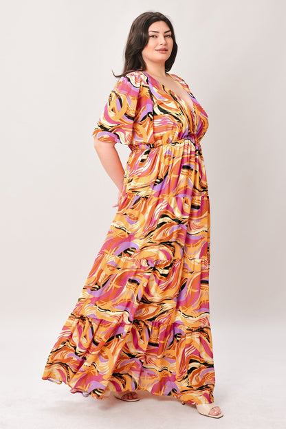 Flying Tomato Refreshing Vibe Woven Maxi Dress in MUSTARD MAGENTA view 3