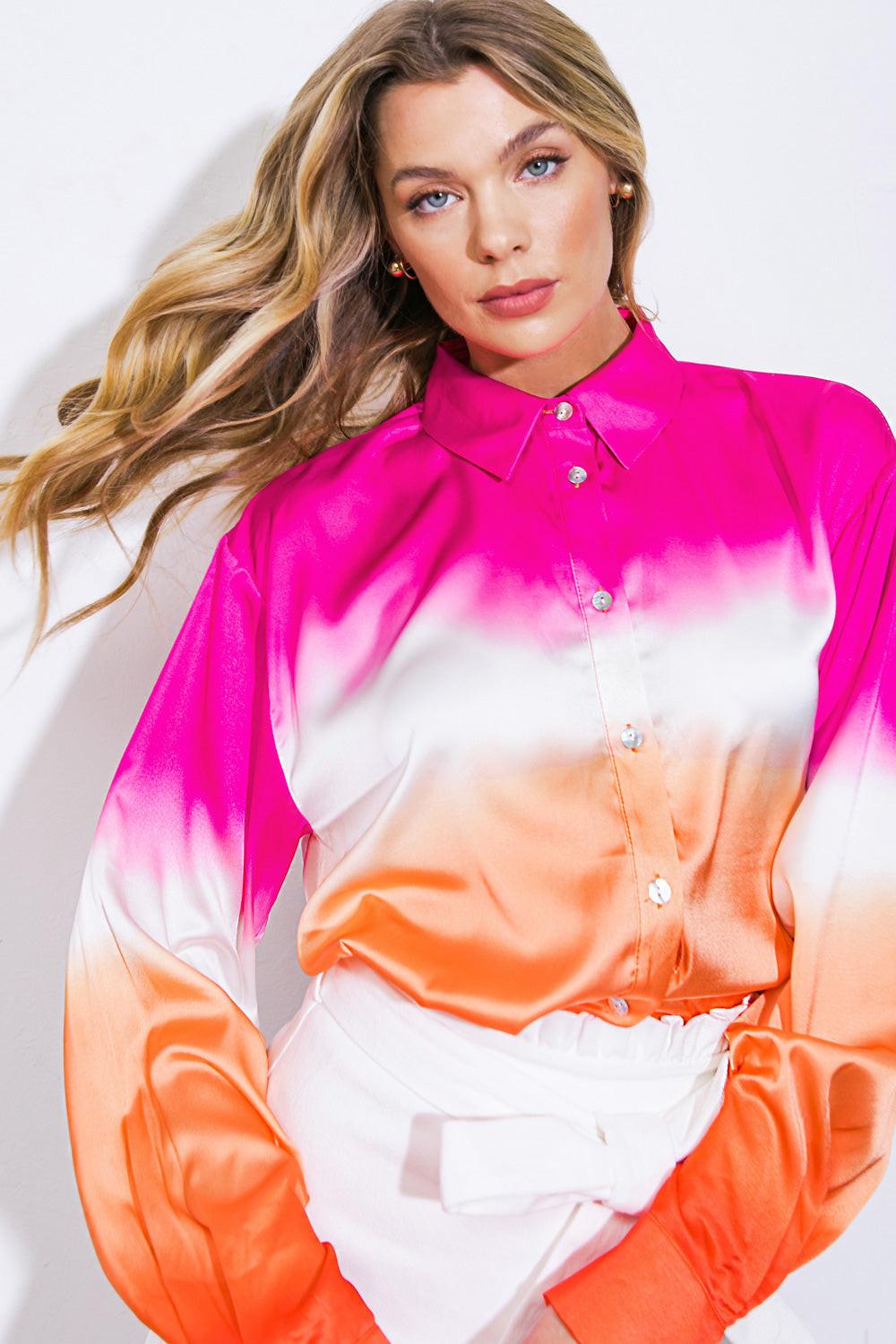 Flying Tomato Remember This Feeling Woven Top in FUCHSIA ORANGE view 3 - Remember This Topic