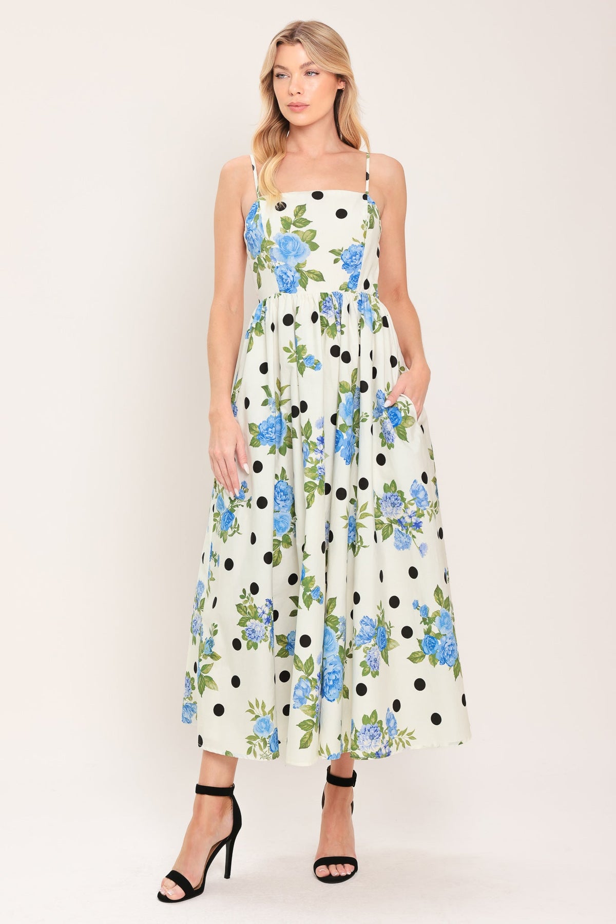 Flying Tomato Retro Flora Woven Midi Dress - MeeeShop Women's Fashion
