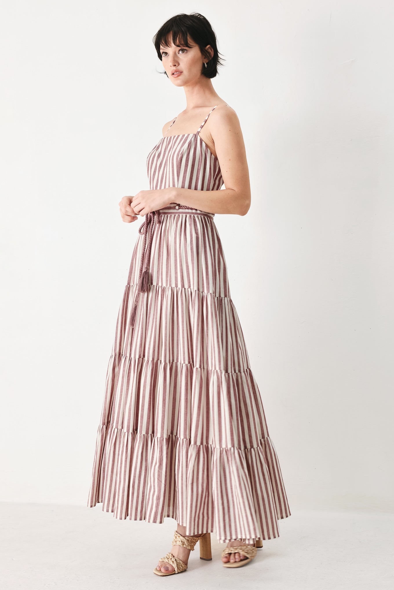 Flying Tomato Rosy Breeze Woven Ankle Dress in BLUE/NATURAL view 7 - Breeze Pink Dress