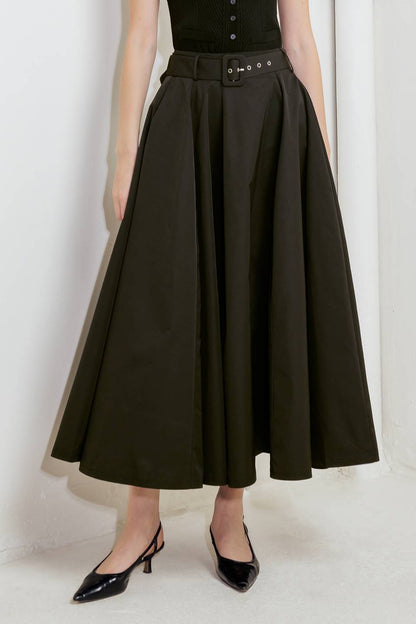 Flying Tomato Rouge Allure Woven Full Midi Skirt in ECRU view 3 - Rouge Skirt (dress)