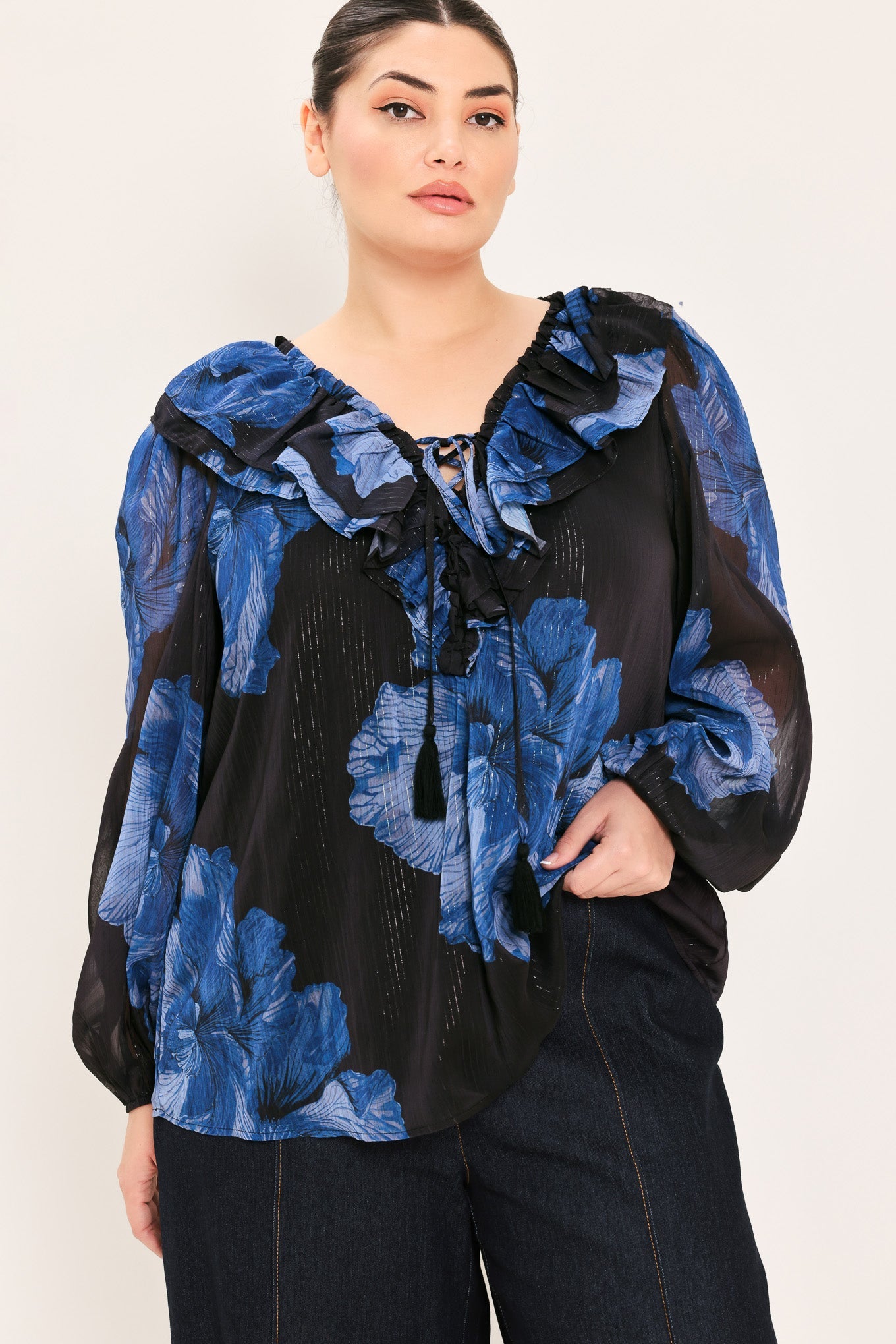 Flying Tomato Royal Bloom Fantasia Woven Blouse view 7 - Flying Tomato Tops