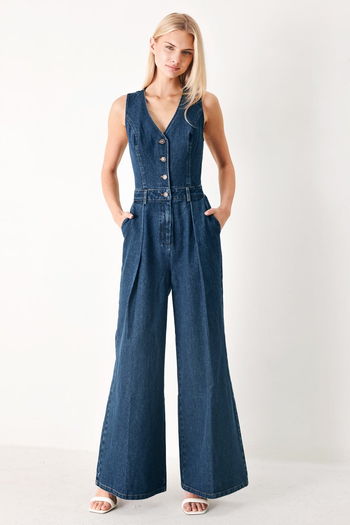 Flying Tomato Runway Hit Line Denim Jumpsuit - MeeeShop Women's Fashion