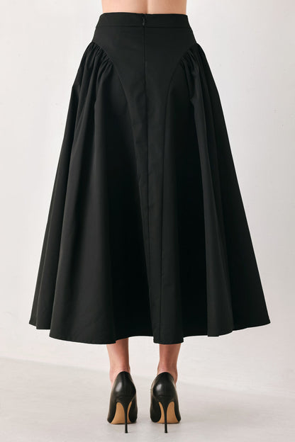 Flying Tomato Sculpted Noir Shirred Midi Skirt view 12 (dress)