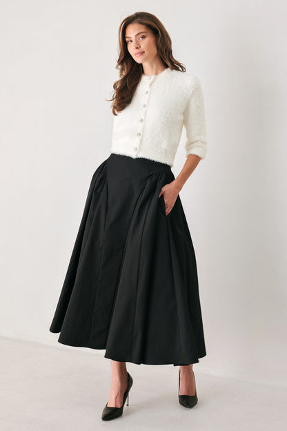Flying Tomato Sculpted Noir Shirred Midi Skirt view 9 (dress)