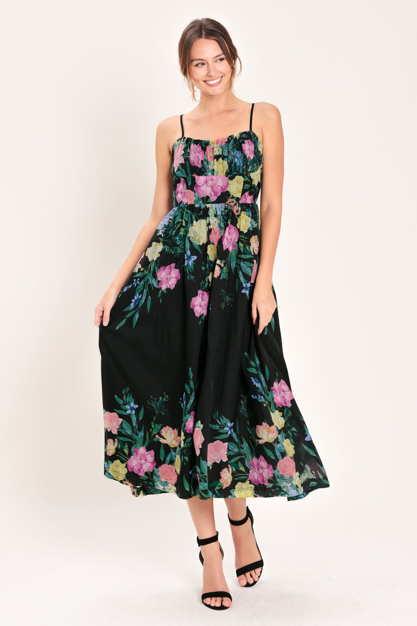 Flying Tomato Shadow Floral Woven Midi Dress view 11 - Cue Shadow Floral Dress
