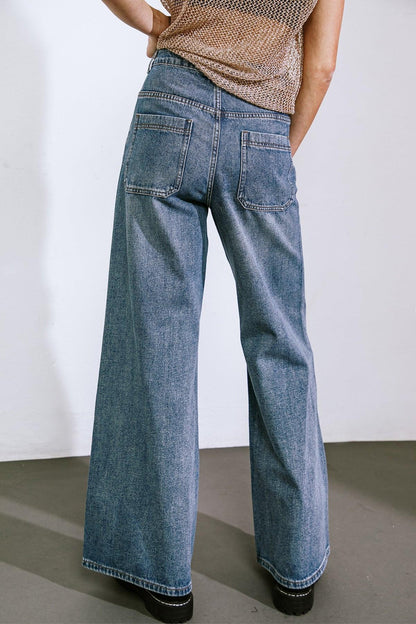 Flying Tomato She's a Sweet Talker Denim Pants in INDIGO view 3 - She Sweatpants (bottom)