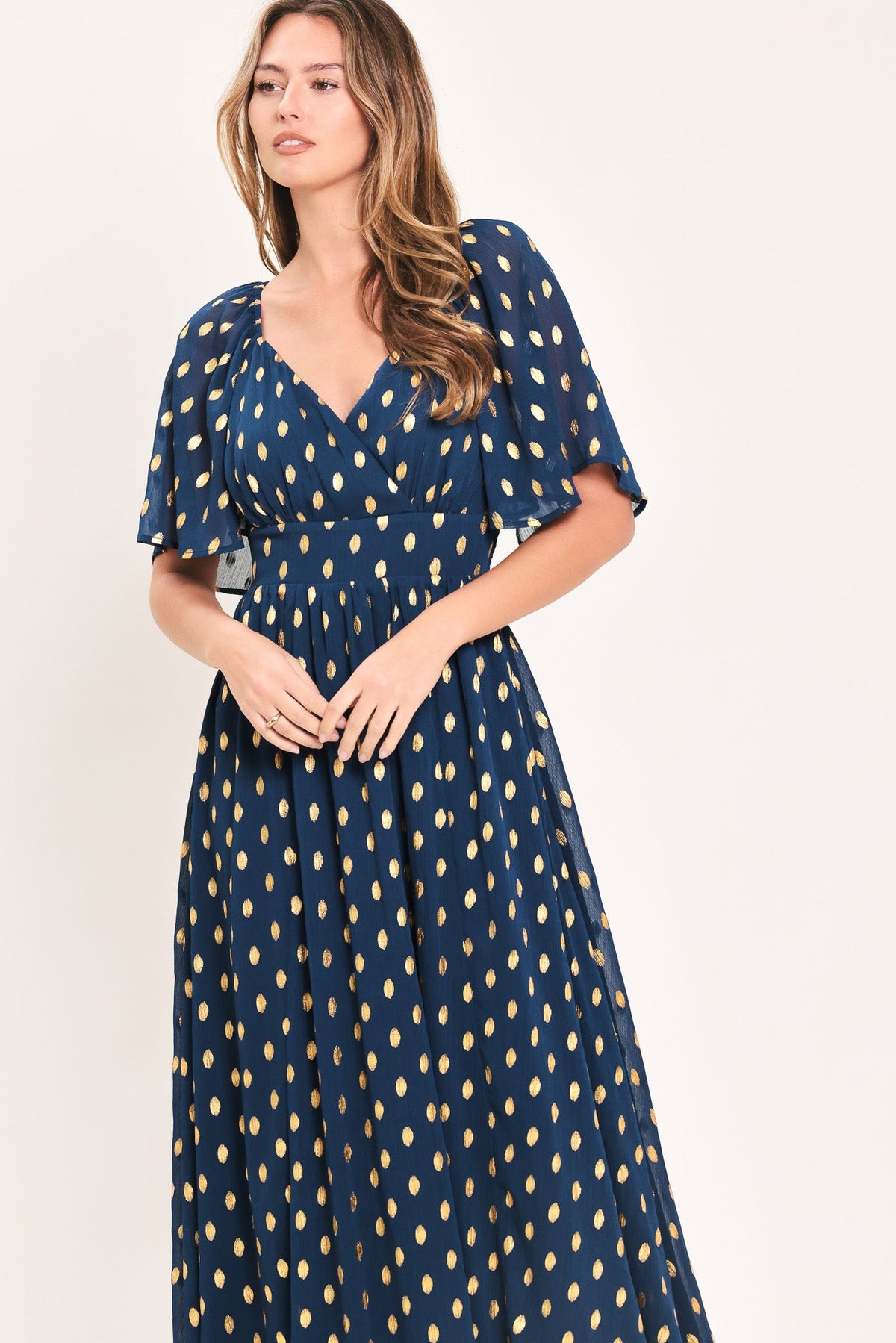 Flying Tomato Shimmering Sky Affection Woven Midi Dress in CREAM - Glowing Sky Dress
