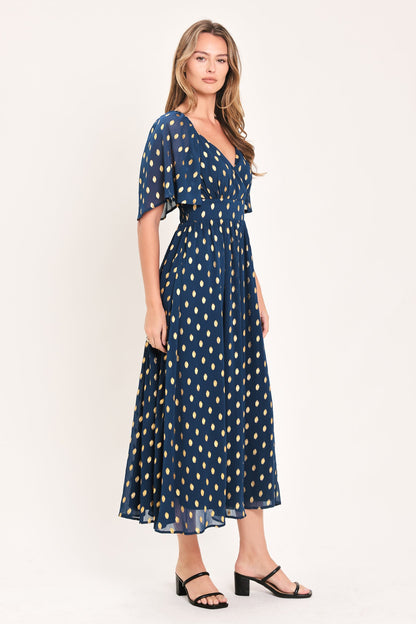 Flying Tomato Shimmering Sky Affection Woven Midi Dress in NAVY view 12 - Glowing Sky Dress