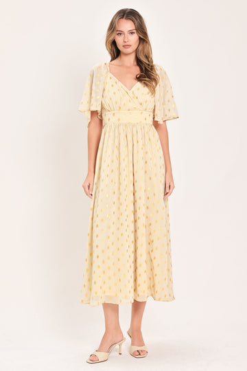 Flying Tomato Shimmering Sky Affection Woven Midi Dress in CREAM view 2 - Glowing Sky Dress