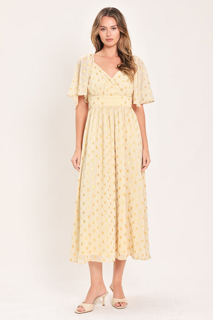 Flying Tomato Shimmering Sky Affection Woven Midi Dress in CREAM view 2 - Glowing Sky Dress