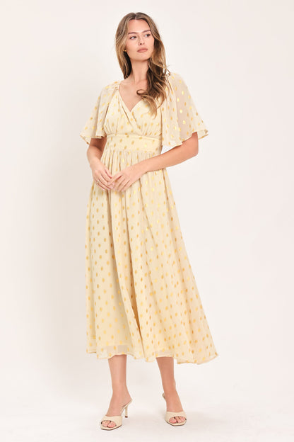 Flying Tomato Shimmering Sky Affection Woven Midi Dress in CREAM view 4 - Glowing Sky Dress