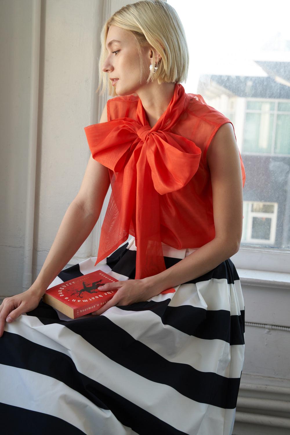 Flying Tomato Shine for US Organza Top in BLACK view 9 - Shiny Organza Top