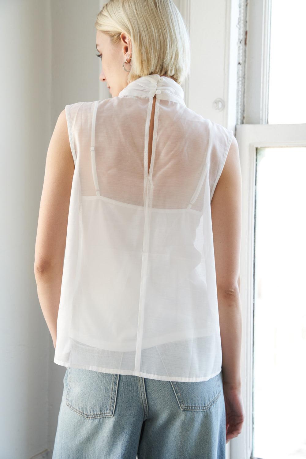 Flying Tomato Shine for US Organza Top in WHITE view 6 - Shiny Organza Top