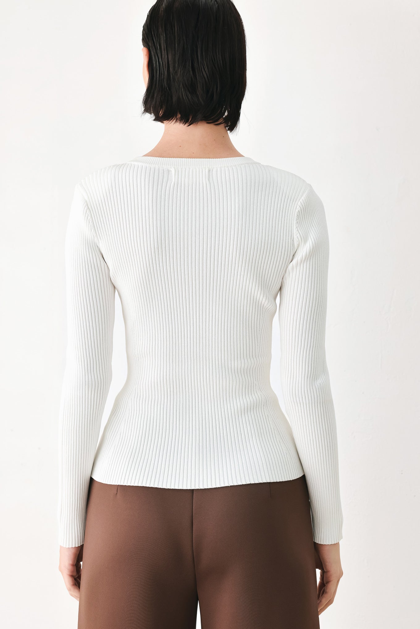 Flying Tomato Soft Cream Classic Rib Sweater Top in BLACK view 6 - Soft Cream Sweater Women'S