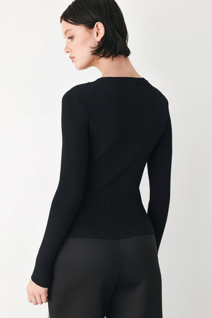 Flying Tomato Soft Cream Classic Rib Sweater Top view 8 - Soft Cream Sweater Women'S