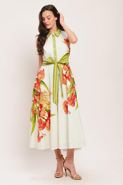 Flying Tomato Spring Heirloom Woven Midi Dress in OFF WHITE view 3