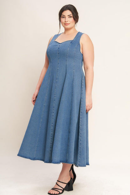 Flying Tomato Stars Ahead Denim Midi Dress view 9