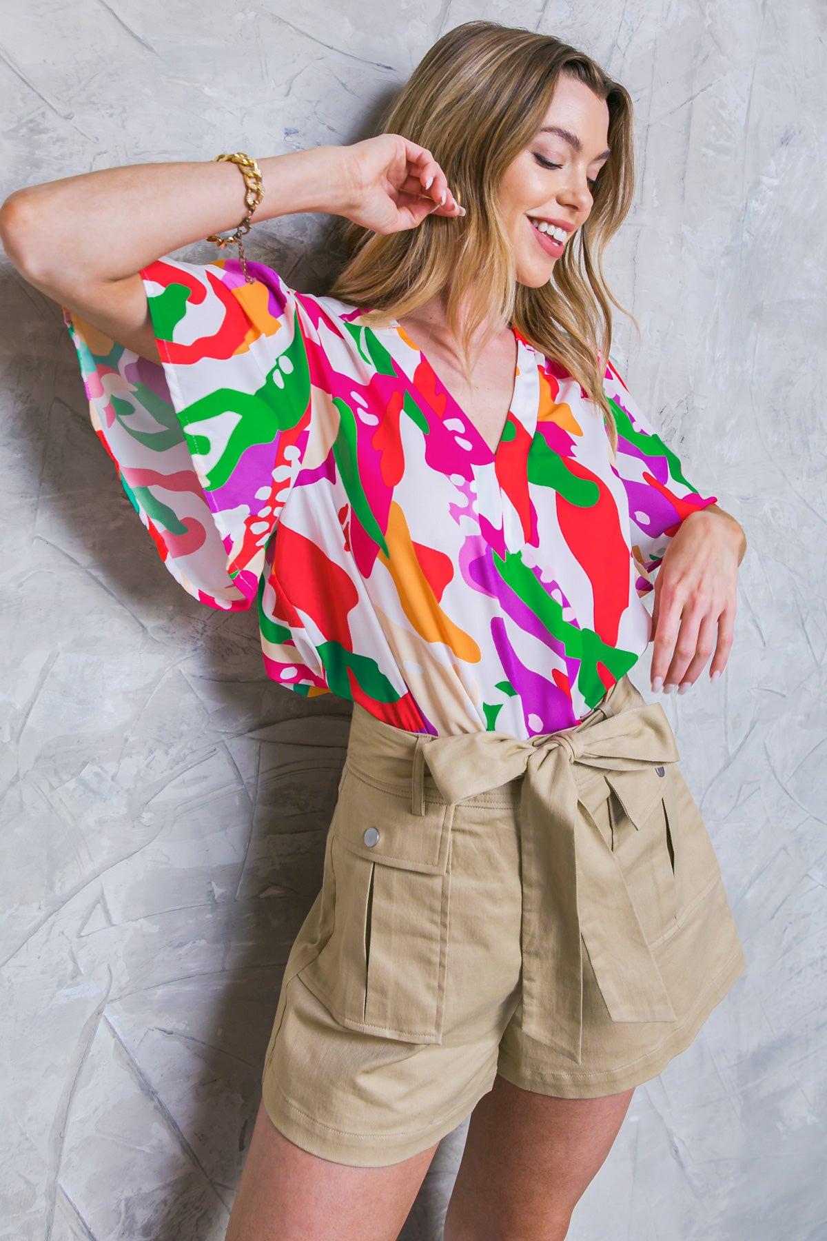 Flying Tomato Stylish Summer Woven Top in IVORY FUCHSIA - Summer Outfit Idea - Stylish Summer Tops For Women