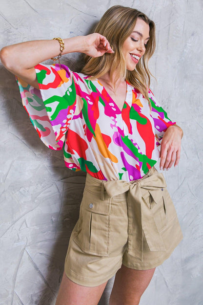 Flying Tomato Stylish Summer Woven Top in IVORY FUCHSIA - Summer Outfit Idea - Stylish Summer Tops For Women