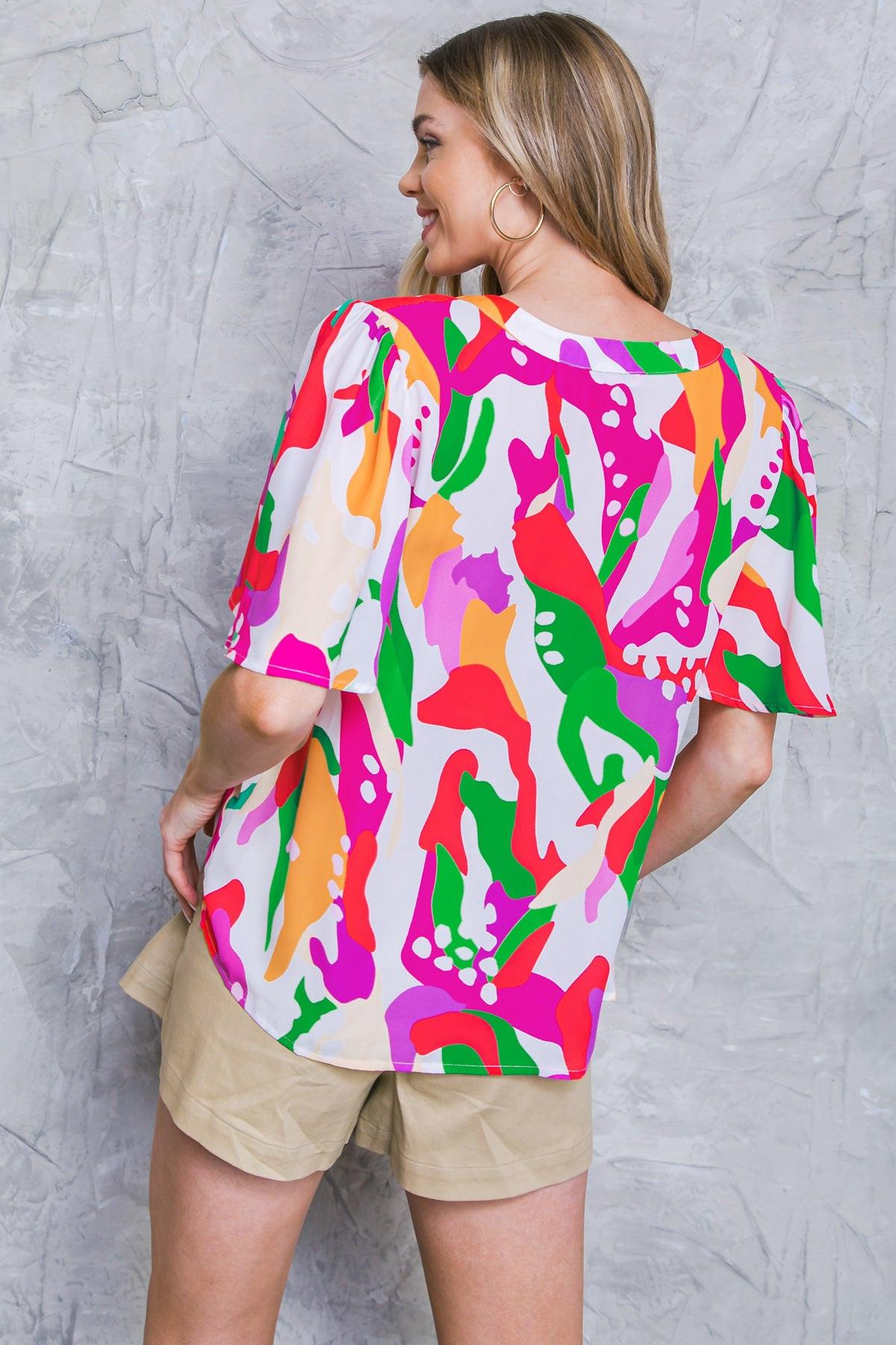Flying Tomato Stylish Summer Woven Top in IVORY FUCHSIA view 2 - Summer Outfit Idea - Stylish Summer Tops For Women