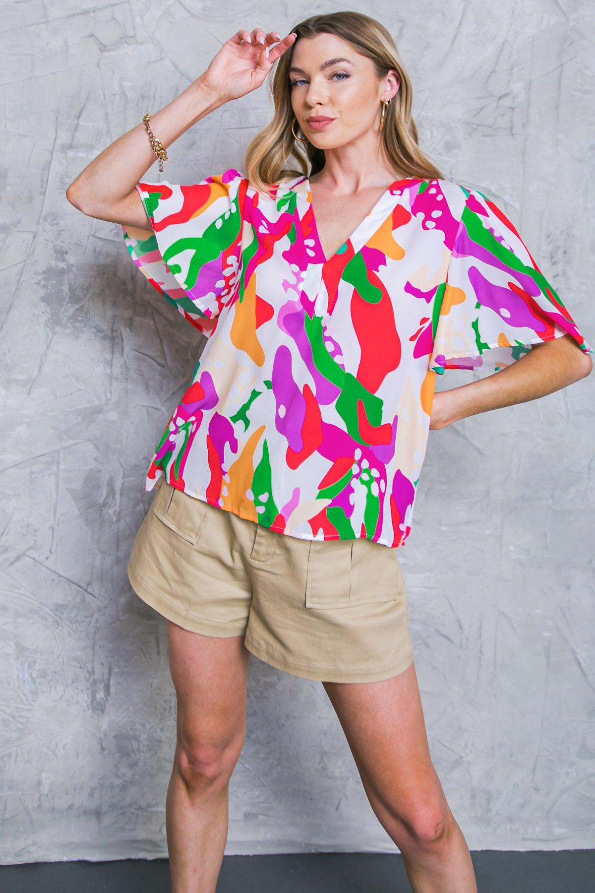 Flying Tomato Stylish Summer Woven Top in IVORY FUCHSIA view 3 - Summer Outfit Idea - Stylish Summer Tops For Women