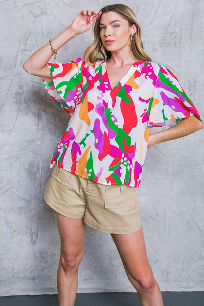 Flying Tomato Stylish Summer Woven Top in IVORY FUCHSIA view 3 - Summer Outfit Idea - Stylish Summer Tops For Women