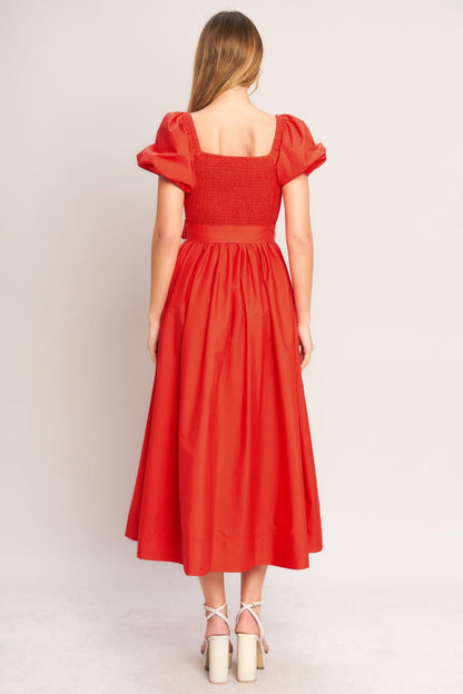 Flying Tomato Sunset Romance Woven Midi Dress in CORAL RED view 2 - Sunset Love Dress Billabong