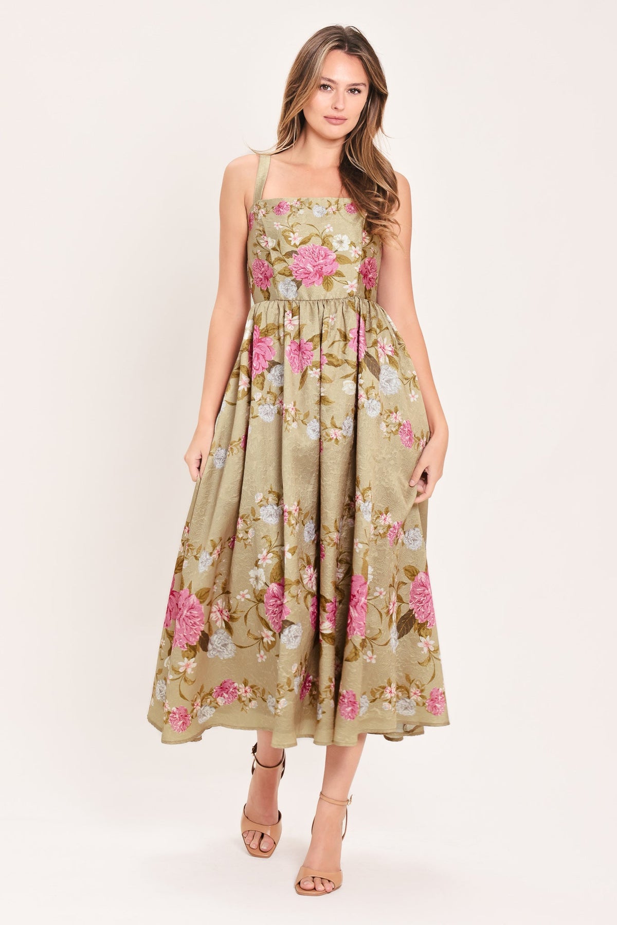 Flying Tomato Sweet Peony Morning Woven Midi Dress - MeeeShop Women's Fashion