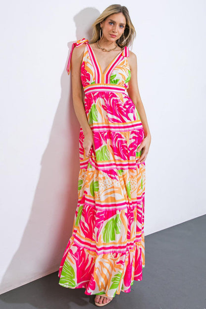 Flying Tomato Take the Trails Woven Maxi Dress in FUCHSIA ORANGE view 3