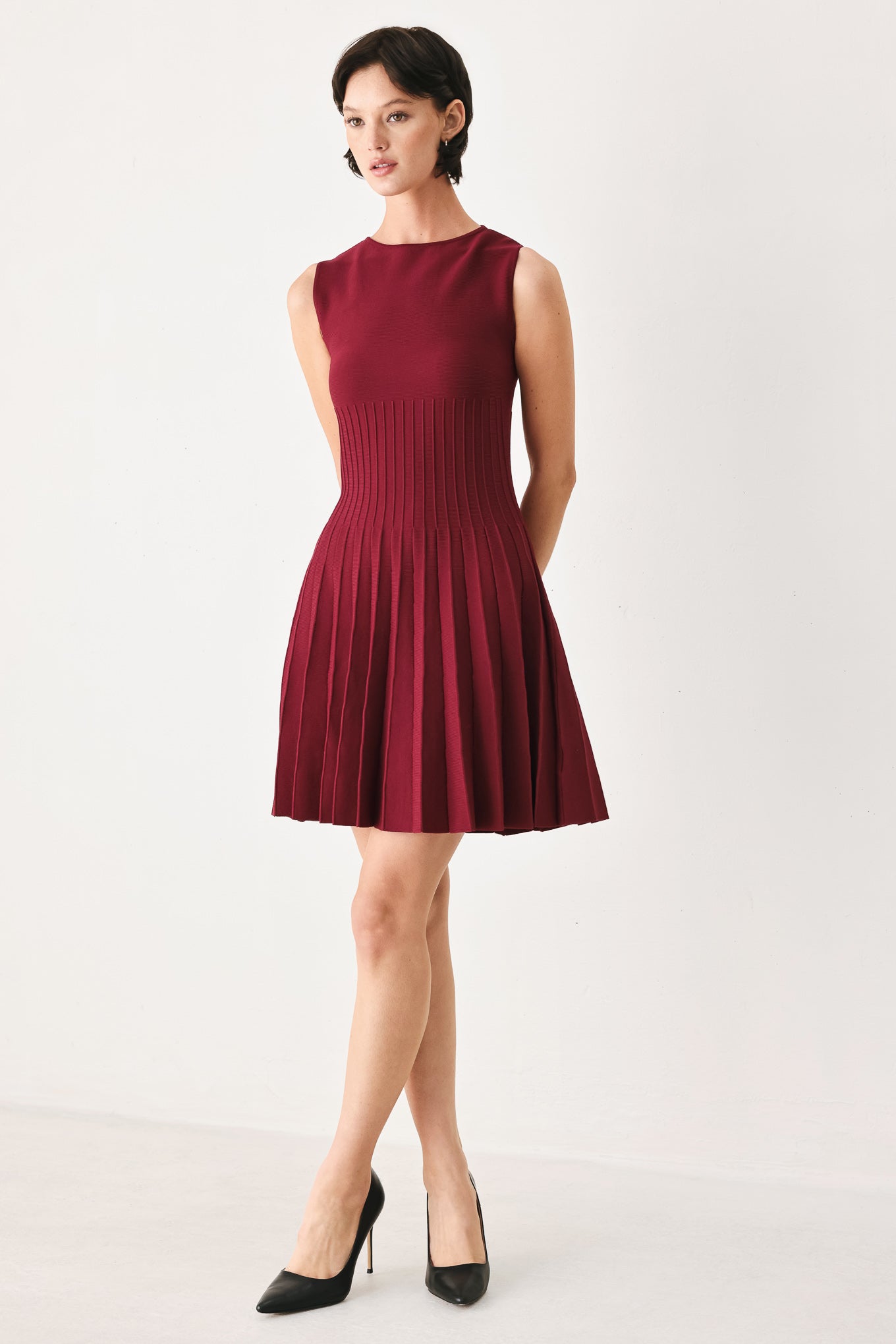 Flying Tomato the Weekend Estate Sweater Knit Mini Dress in BURGUNDY view 3 - Fall Wardrobe Essential - Dress Sweater