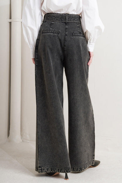 Flying Tomato Think of Me Denim Pants in CHARCOAL view 3 - Thin Denim Pants (bottom)